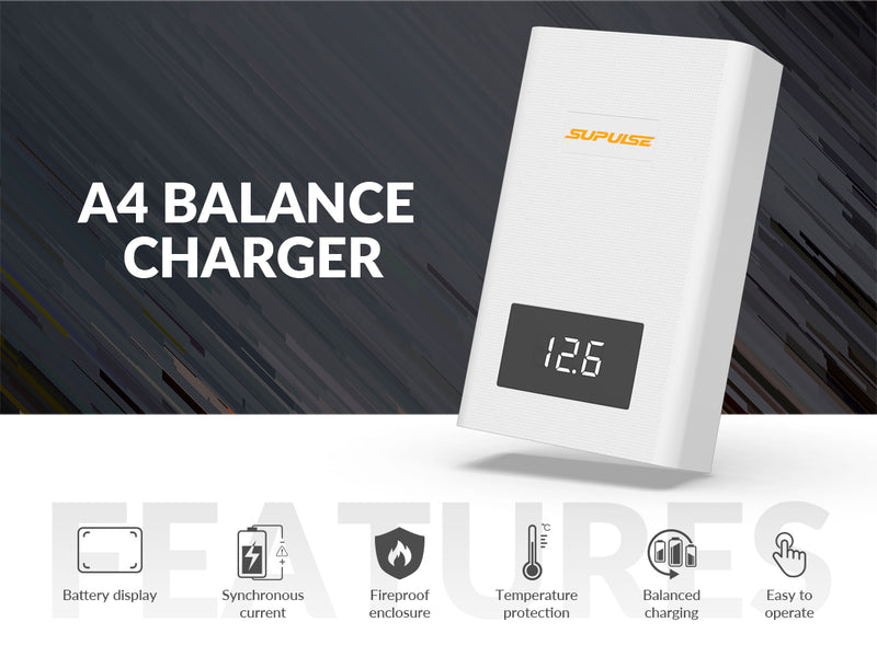 SUPULSE A4 Lipo Balance Charger - 40W, 3S-4S, AC 11.1V/14.8V Quick Charge