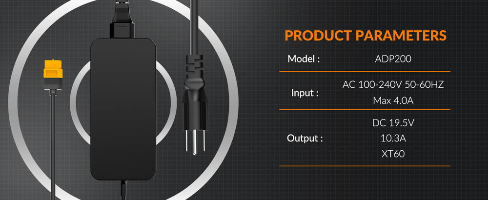 SUPULSE ADP200 200W XT60 Plug Power Adapter 19.5V Output AC 100-240V 50/60Hz for Planes