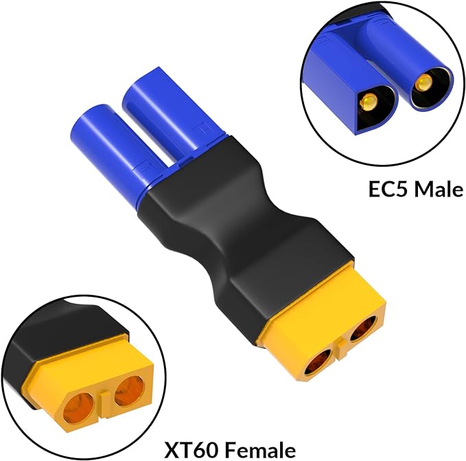 4pc XT60 to EC5 Connector Adapters for RC LiPo Batteries-EXHOBBY LIMITED.