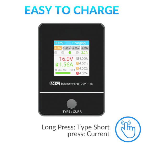 SUPULSE M4AC Lipo Balance Charger-30W 1-4S AC 100-240V for LiPo/LiHV/LiFe Batteries-EXHOBBY LIMITED.