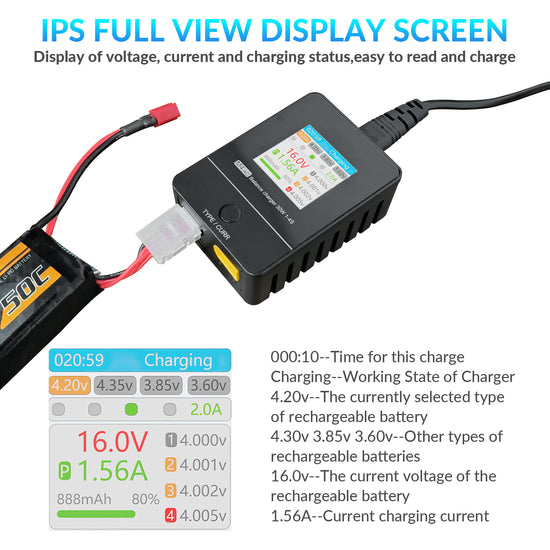 SUPULSE M4AC Lipo Balance Charger-30W 1-4S AC 100-240V for LiPo/LiHV/LiFe Batteries-EXHOBBY LIMITED.