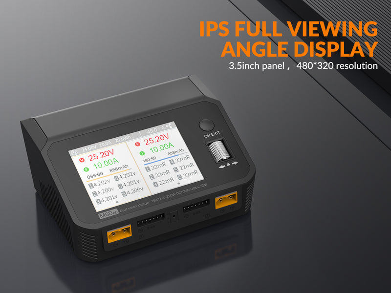 SUPULSE M6DAC Dual Battery Balance Charger AC200W,1-6S LiPo/LiHV/LiFe/LiIon,1-10S PB,1-16S NiMh,65W Fast Charging