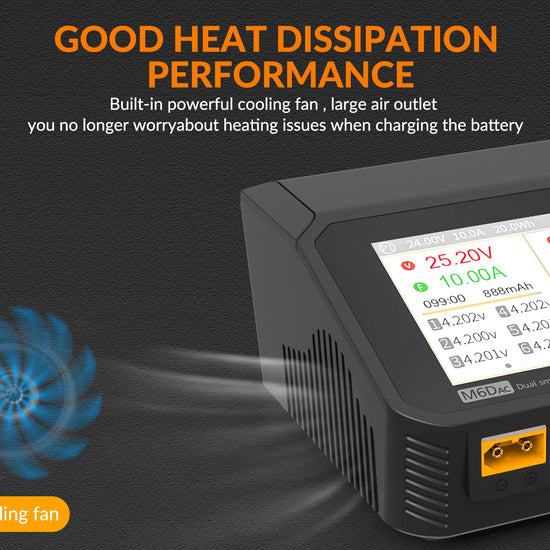 SUPULSE M6DAC Dual Battery Balance Charger AC200W,1-6S LiPo/LiHV/LiFe/LiIon,1-10S PB,1-16S NiMh,65W Fast Charging-EXHOBBY LIMITED.