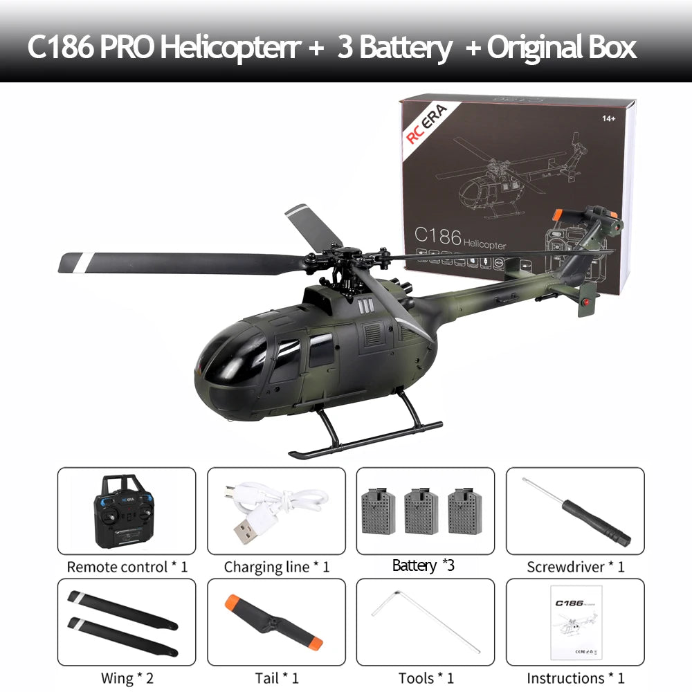 C186 PRO RC Helicopter 2.4G 4 Channel 4 Propellers 6 Axis Electronic Gyroscope for Stabilization Remote Control RC Toys-EXHOBBY LIMITED.