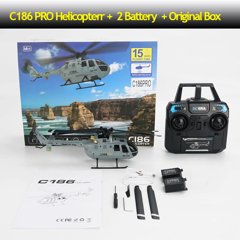 C186 PRO RC Helicopter 2.4G 4 Channel 4 Propellers 6 Axis Electronic  Gyroscope for Stabilization Remote Control RC Toys