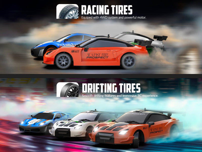 Racent Blaze Racer: 1:24 escala RC, 10 mph, LEDs, Drift