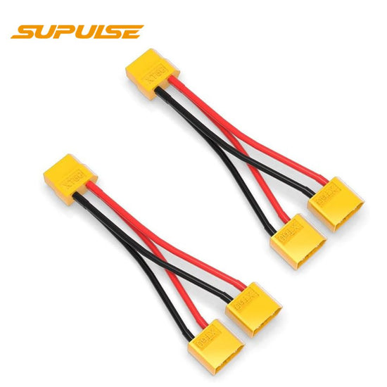 SUPULSE 2pc XT60 Y Splitter Cable, 1 Female to 2 Male for RC Planes-EXHOBBY LIMITED.