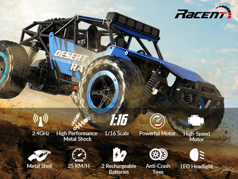 Racent 1:16 Scale All-Terrain Remote Control Rock Crawler Desert Racer (blue)