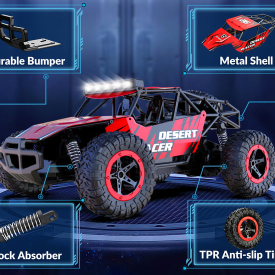 RACENT Desert Racer 1/16 RC Car for Kids All Terrain Remote Control Car RC Rock Crawler-EXHOBBY LIMITED.