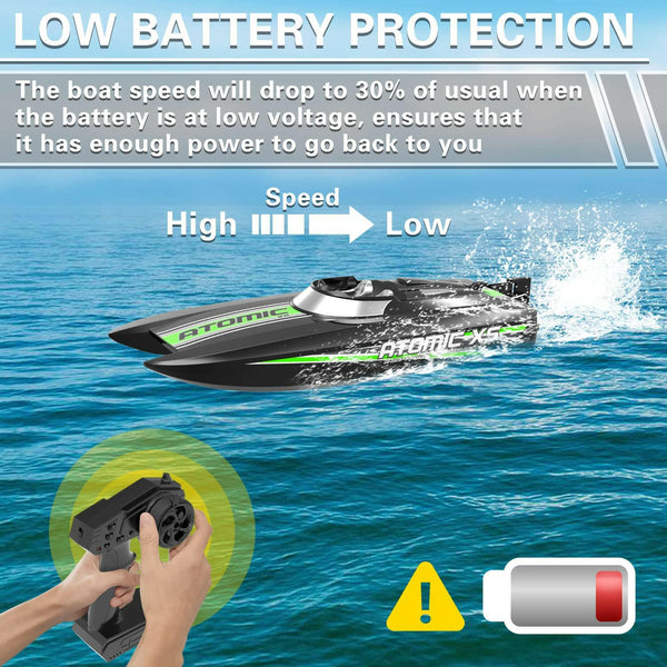 VOLANTEXRC Atomic XS Remote Control Boat with 2 Batteries & Reverse Function (795-5 Black) - EXHOBBY