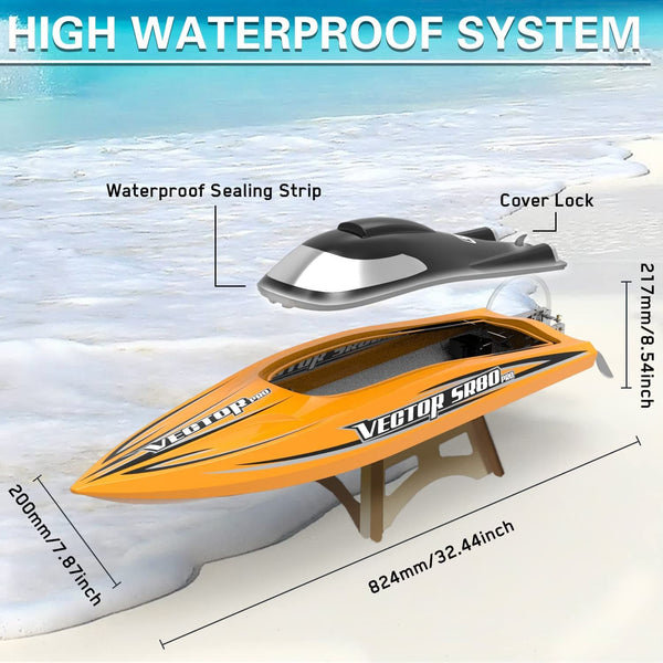 Vector SR80 Pro 50mph Super High Speed Boat with Auto Roll Back Function and All Metal Hardwares (798-4P) RTR - EXHOBBY