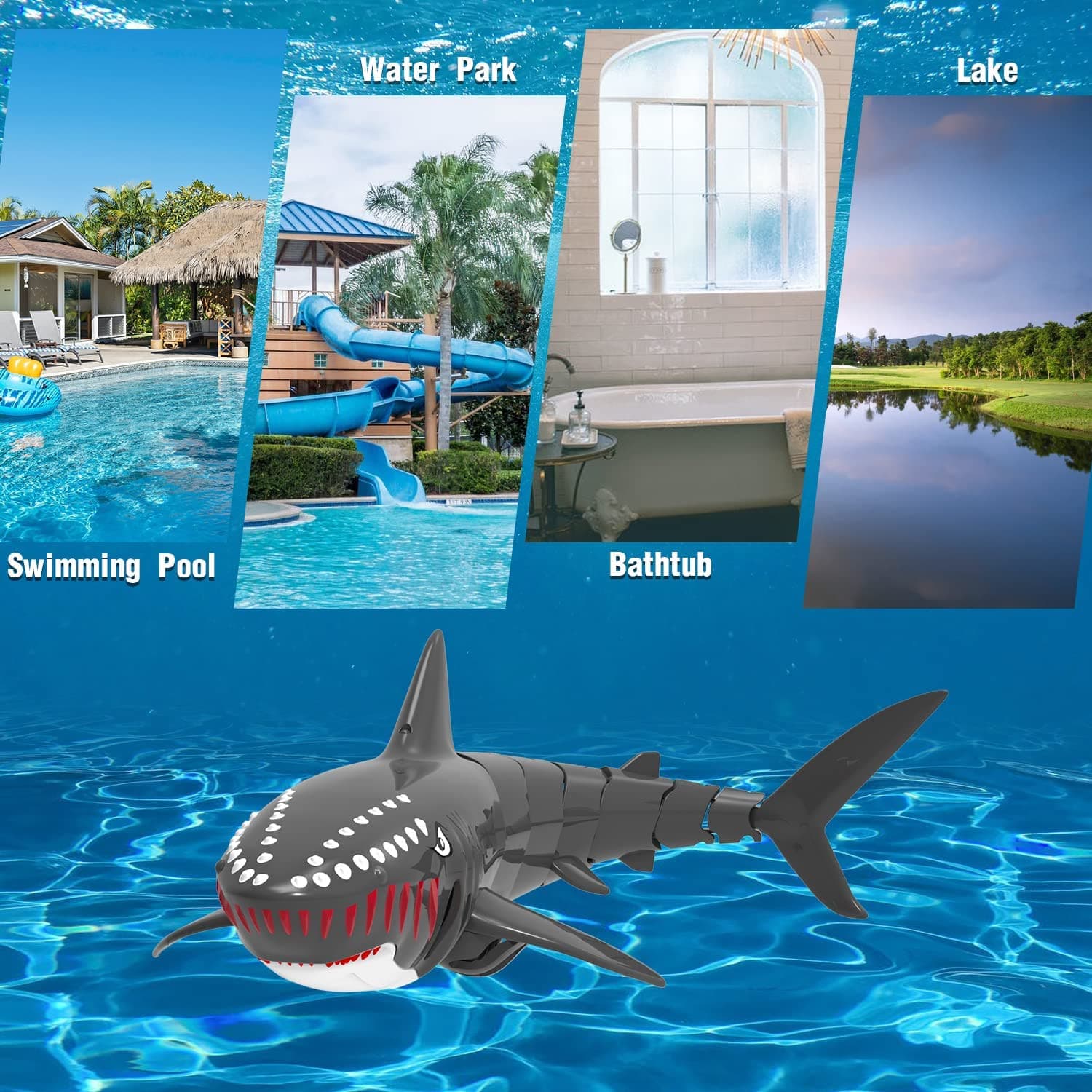 Remote Control Shark Toy 1:18 Scale High Simulation Shark for Kids - EXHOBBY