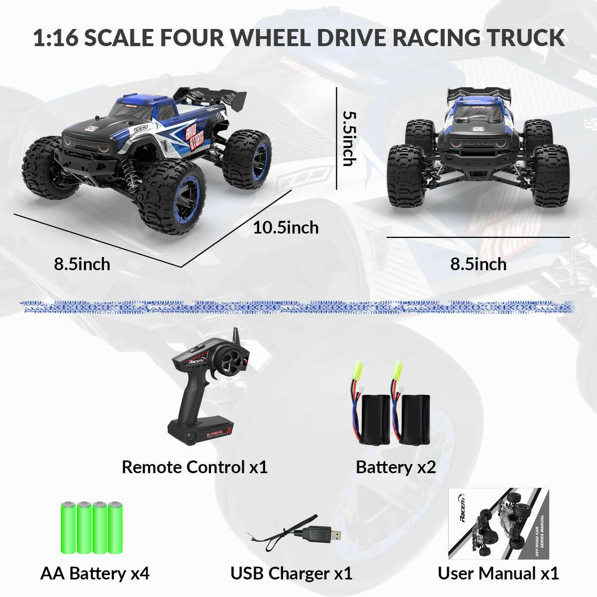 RC Truck cheapest All Terrain RC Car 30MPH High Speed 4WD RC Monster Truck 2.4 GHz