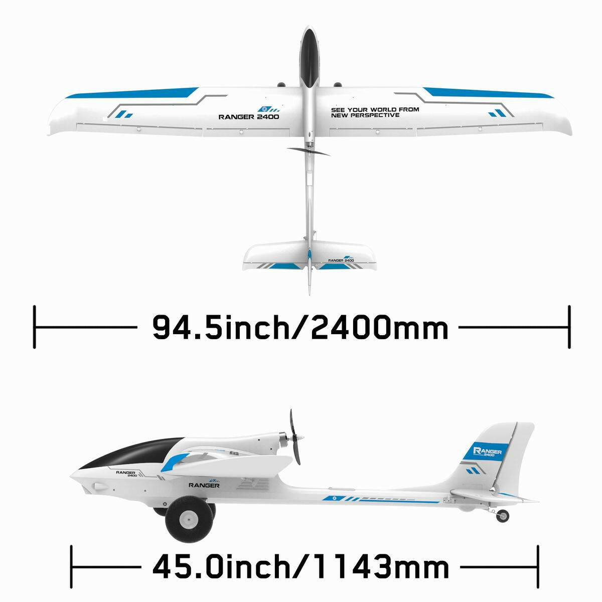 VOLANTEXRC Ranger 2400 5 Channel FPV Airplane with 2.4 Meter Wingspan and Multiple Camera Mounting Platform (757-9) PNP.