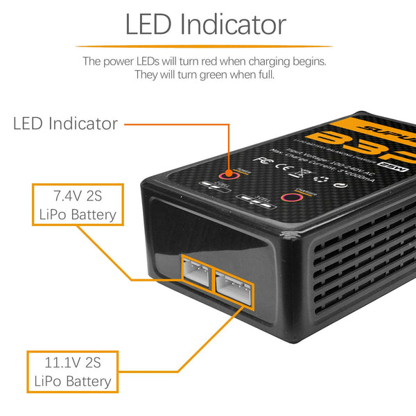 SUPULSE B3P Pro AC LiPo Battery Charger 2S-3S 25W RC Balance Charger - EXHOBBY