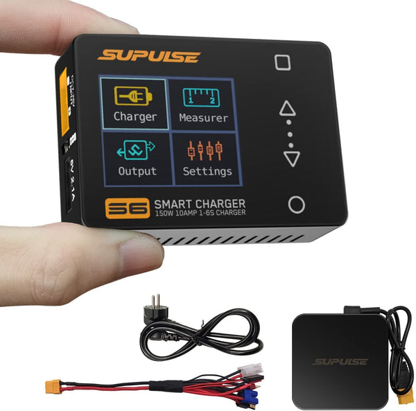 SUPULSE S6 Balance Charger Discharger for 1S-6S LiPo Battery NiMH/NiCD/Li-PO/Li-Fe/Pb with Power Supply - EXHOBBY