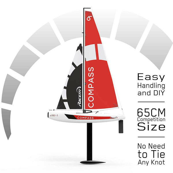 Compass 2 Channel 650mm Wind Power Sailboat for RG65 Class Competition (791-1) RTR - EXHOBBY