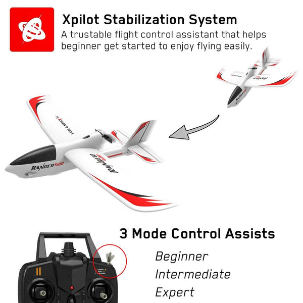 VOLANTEXRC Ranger 400 RC Trainer Airplane with Xpilot 6-AXIS Gyro System easy to fly for beginners park flyer rc glider (761-6) RTF - EXHOBBY