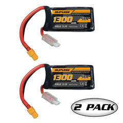 SUPULSE 2pcs 11.1V 3S 1300mAh 50C Lipo Batería con enchufe XT60 para RC Boat Vector S